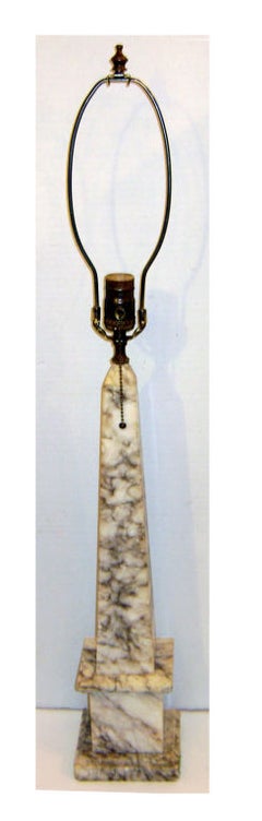 Obelisk Shaped Alabaster Table Lamp