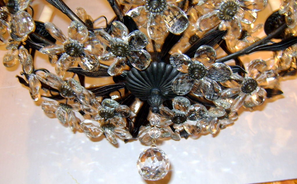 Bronze Chandelier with Crystal Flowers 1