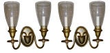 Brass Sconces with Glass Hurricanes