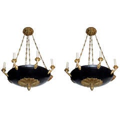 Vintage Pair of Large Empire Style Chandeliers