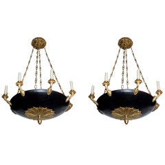 Pair of Large Empire Style Chandeliers.  Sold Individually.