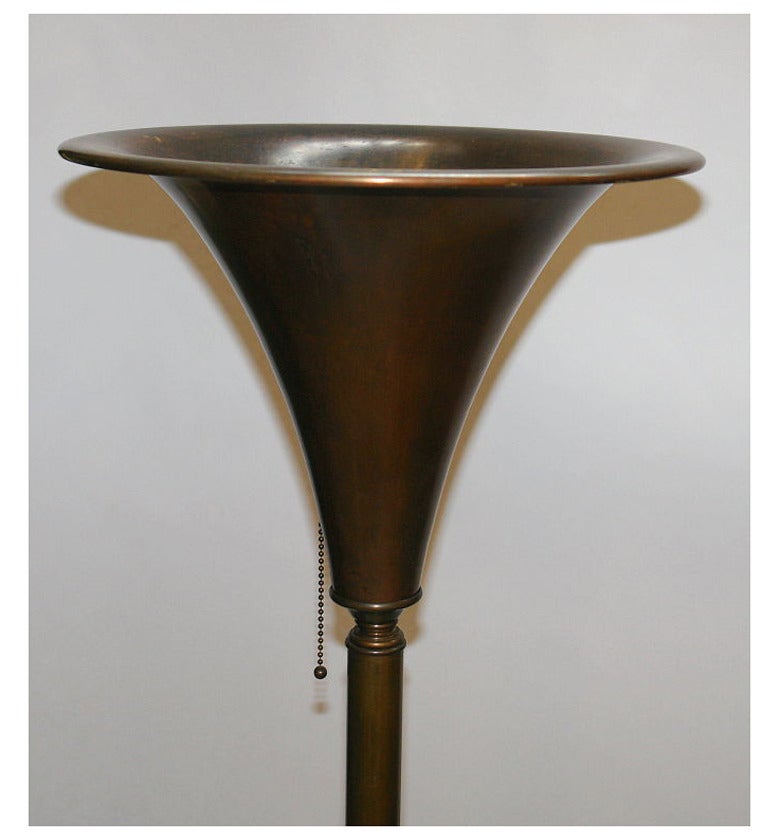 Pair of Bronze Torchiere Floor Lamps at 1stDibs