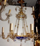 Swedish Chandelier with Cobal Blue Glass