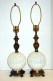Pair of White Glass Table Lamps