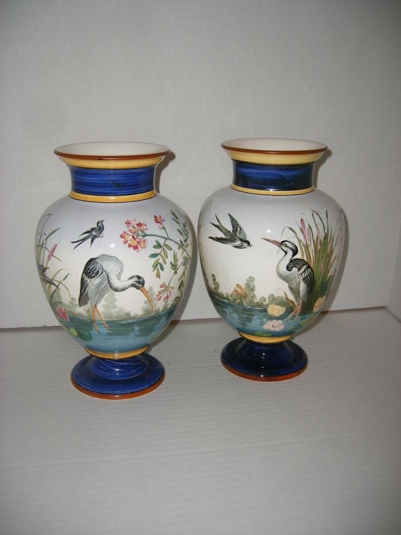 Italian Pair of Vases with Landscapes For Sale