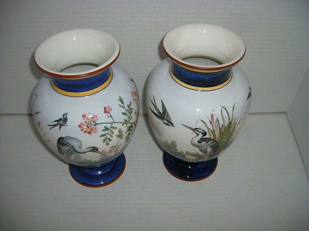 Pair of Vases with Landscapes In Excellent Condition For Sale In New York, NY