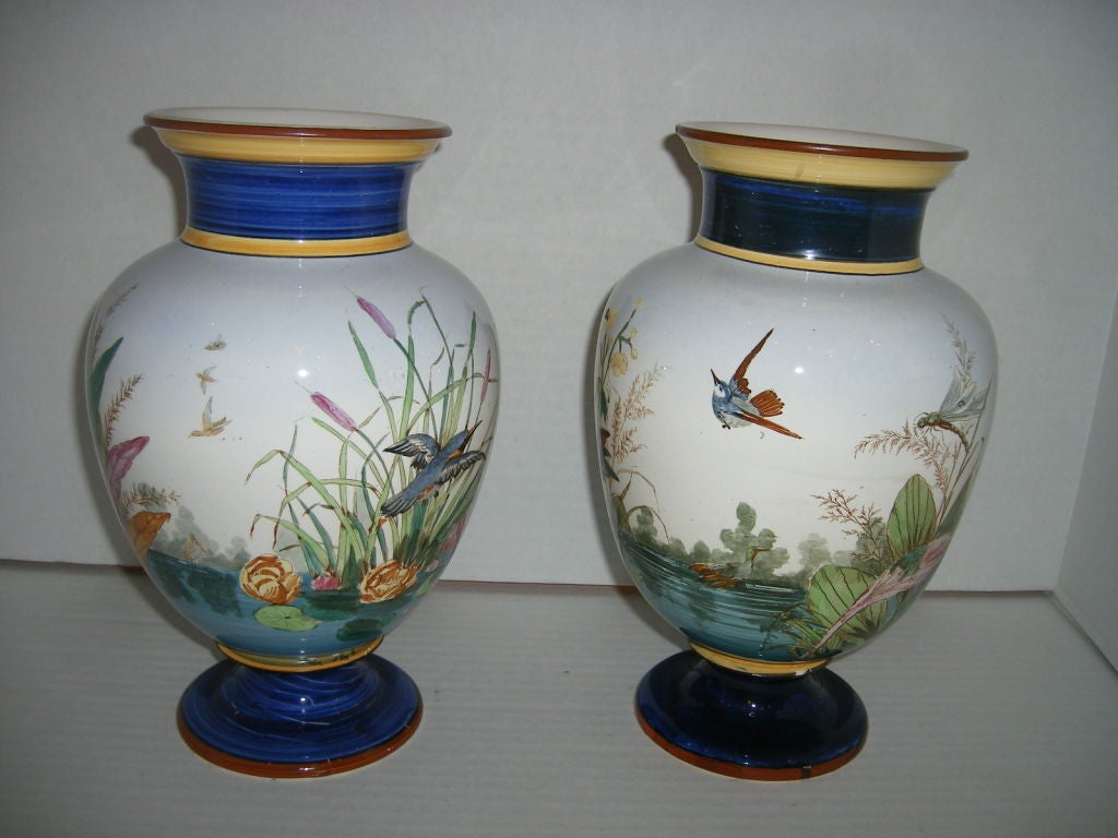 20th Century Pair of Vases with Landscapes For Sale