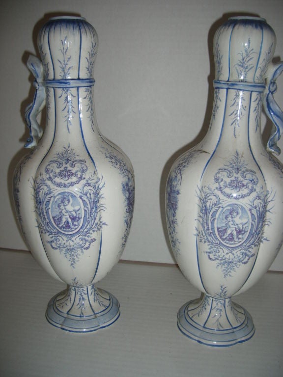 20th Century Pair of French Gien Vases