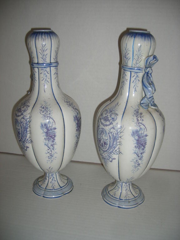 Pair of French Gien Vases 1