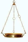 Gilt Pendant Light Fixture with Glass Inset
