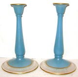 Vintage Blue Glass Candlesticks