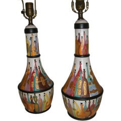 Vintage Porcelain Table Lamps with Parfume Bottles