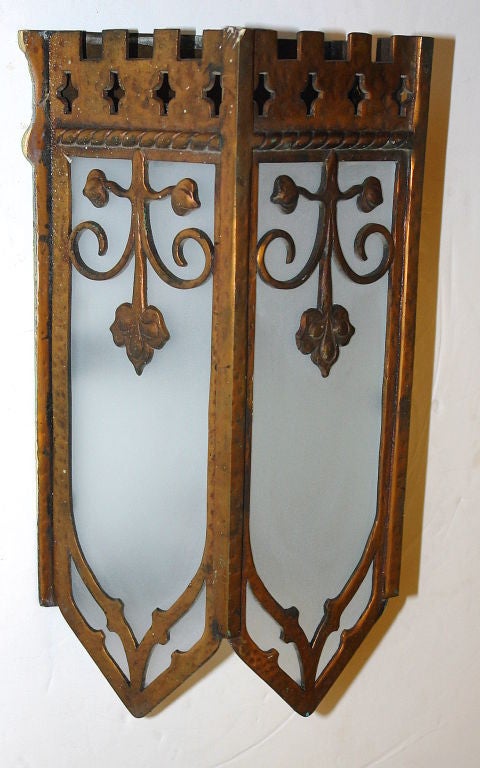 Gilt Metal  Lantern Sconces In Excellent Condition For Sale In New York, NY