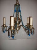 Silver Chandelier with Blue Glass Beads