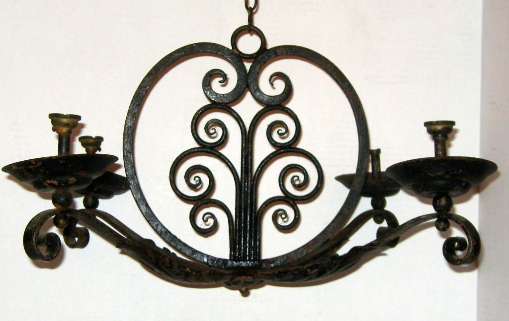 French Wrought Iron Chandelier For Sale