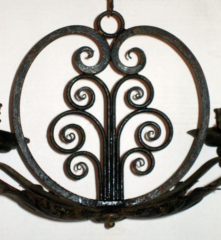 20th Century Wrought Iron Chandelier For Sale