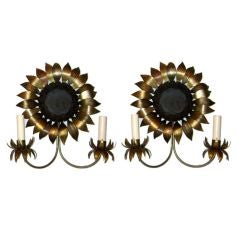 Pair of Sunflower Shaped Sconces