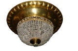 Beaded Crystal & Gilt Metal  Flush Mounted Light Fixture