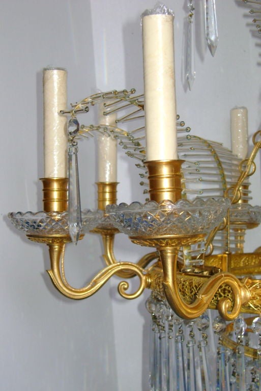 20th Century Russian Bronze and Crystals Chandelier