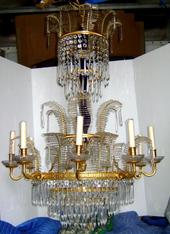 Russian Bronze and Crystals Chandelier 5