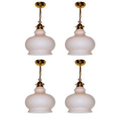 Set of 19 Blown Glass Pale Pink Light Fixtures