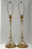 Pair of Crystal & Gilt Metal Table Lamps