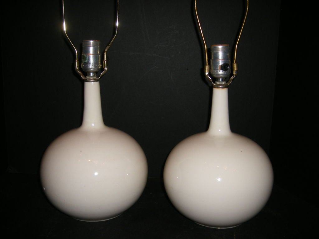 French White Porcelain Lamps For Sale