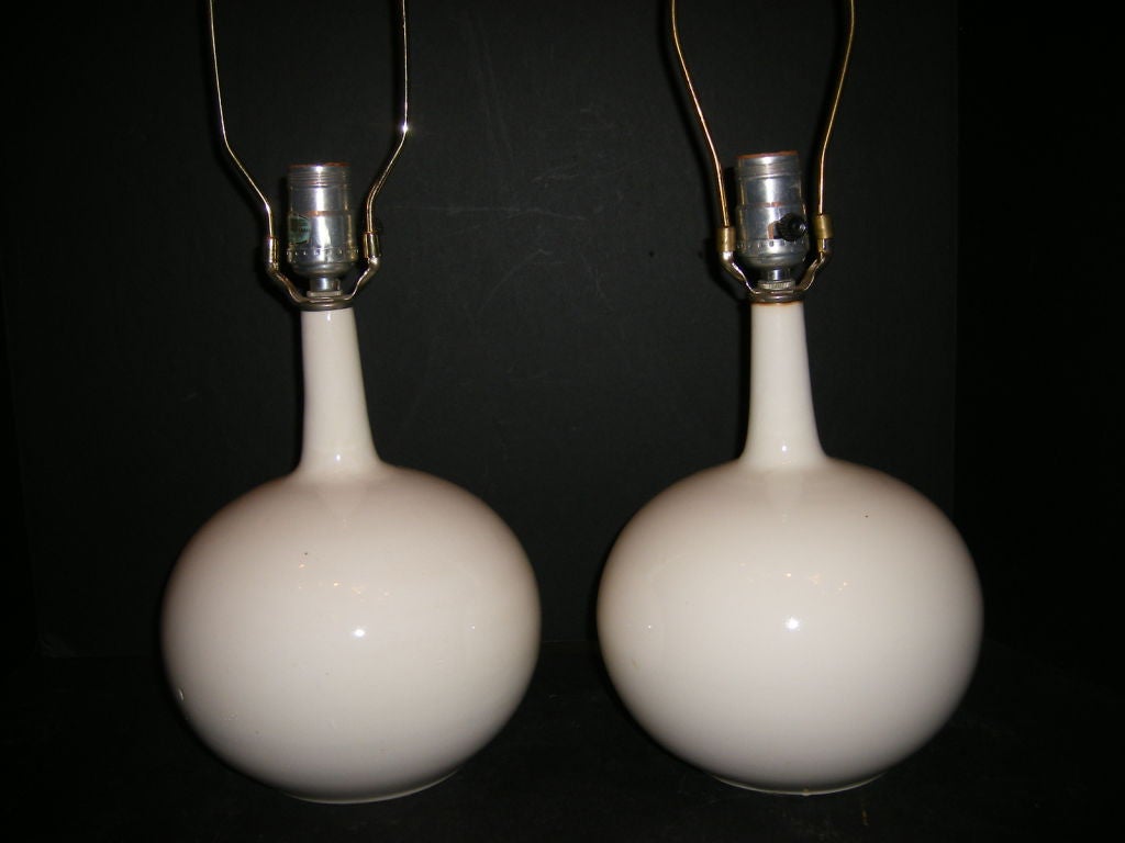 Mid-20th Century White Porcelain Lamps For Sale