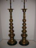 Pair of Bronze Candlestick Lamps
