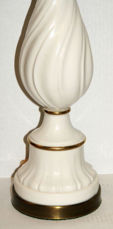 Gilt Pair of Porcelain Lamps For Sale
