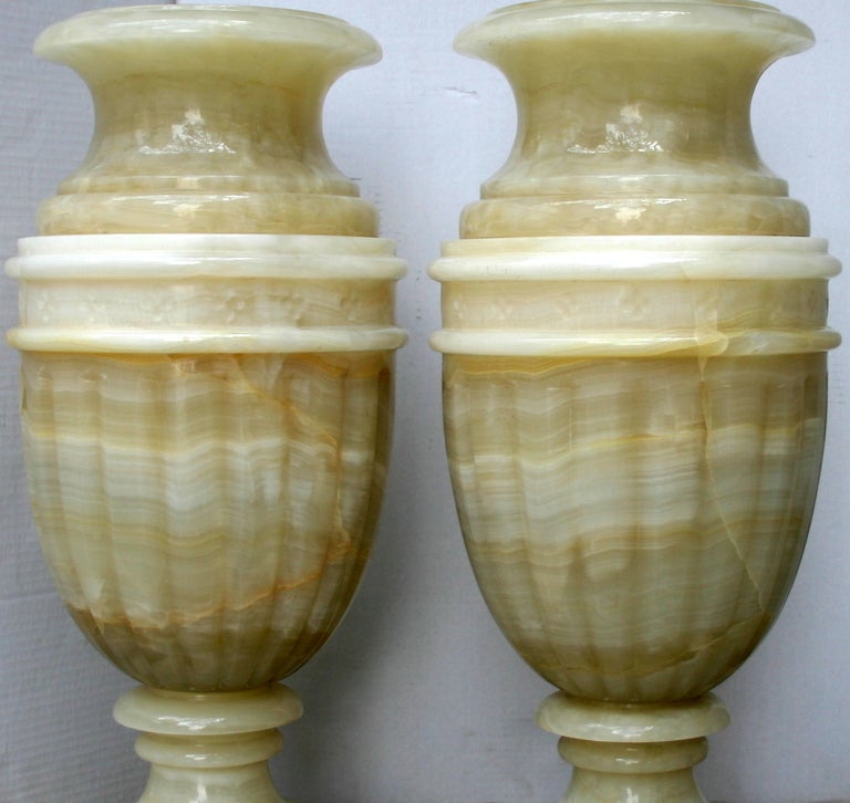 Pair of Large Onyx Urns