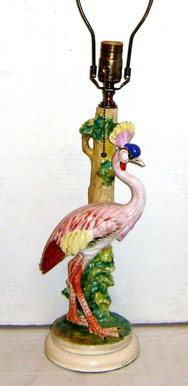 Pair of Birds Porcelain Lamps
