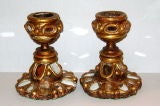 Antique Pair of Gilt Wood Candlesticks
