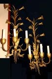 Pair of Gilt Metal and Carved wood Sconces