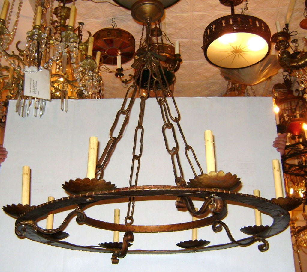 French Gilt Iron Chandelier