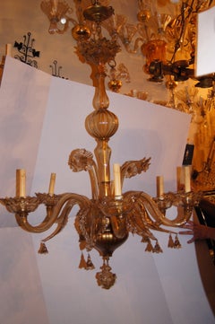 Antique Amber Murano Glass Chandelier