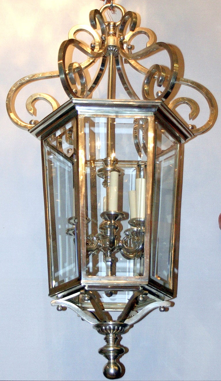 Mid-20th Century English Silver Plated Lantern For Sale