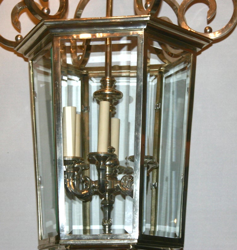Silvered English Silver Plated Lantern For Sale