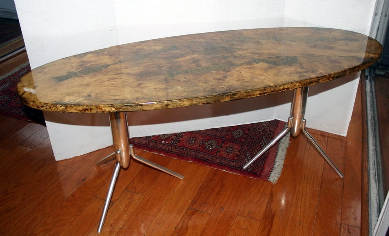 Modern Painted Oval Coffee Table For Sale at 1stdibs