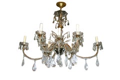 Oval Gilt Metal and Rock Crystal Chandelier