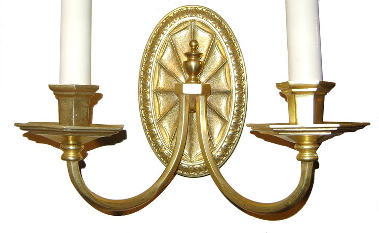 20th Century Neoclassic Bronze Sconces For Sale