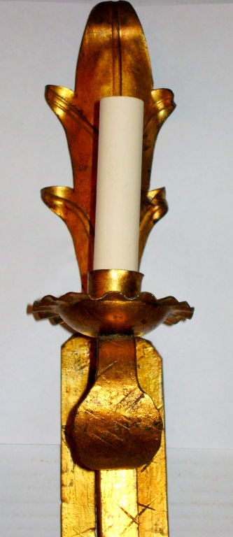 French Three Arm Gilt Metal Sconces For Sale