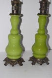 Pair of Green Glass Lamps