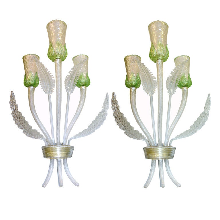 Set of Venetian Glass Sconces