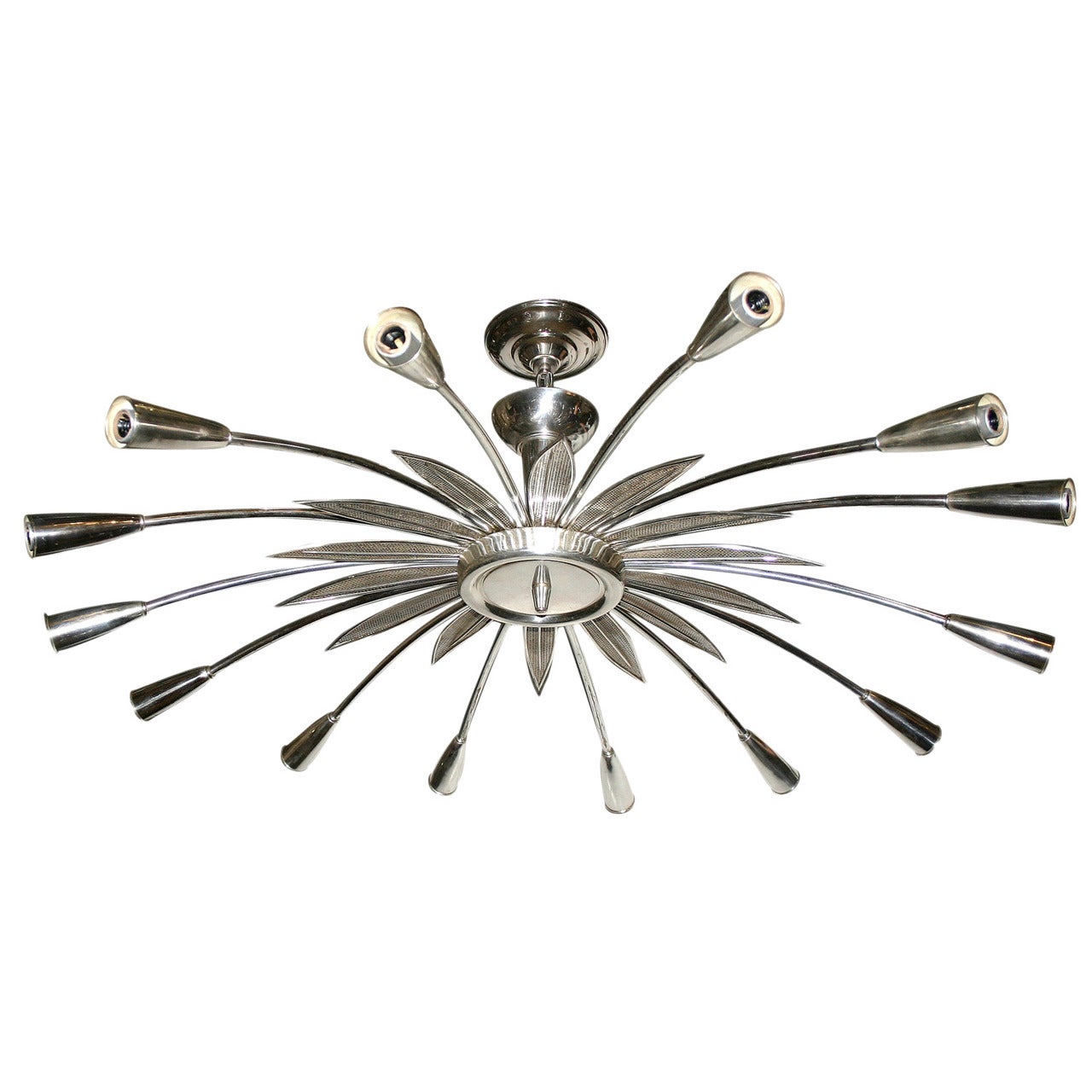 Silver Plated Moderne Light Fixture For Sale