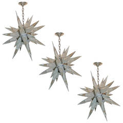 Set of Four Molded Glass Star Lanterns, Sold Individually
