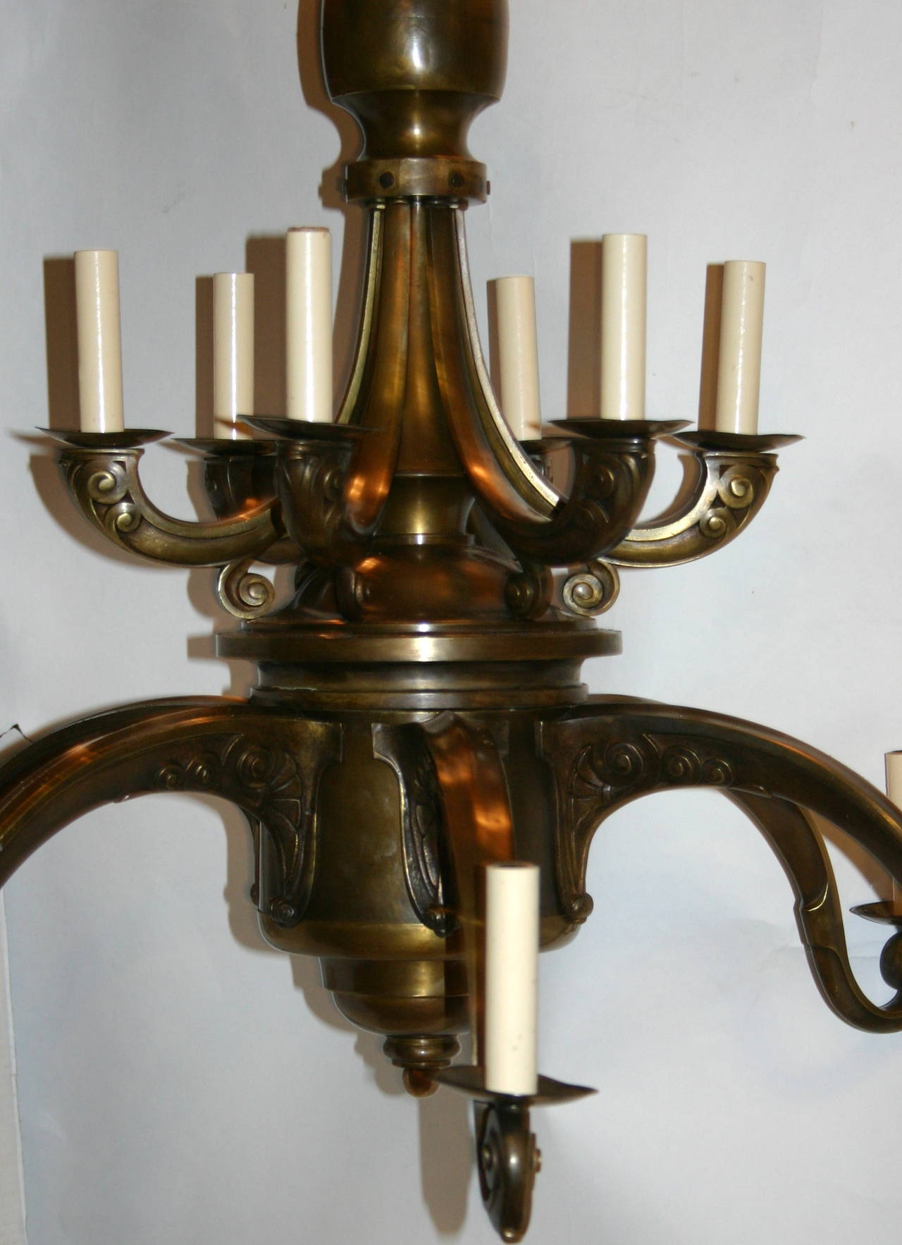 Art Nouveau Double-Tier Chandelier In Excellent Condition For Sale In New York, NY