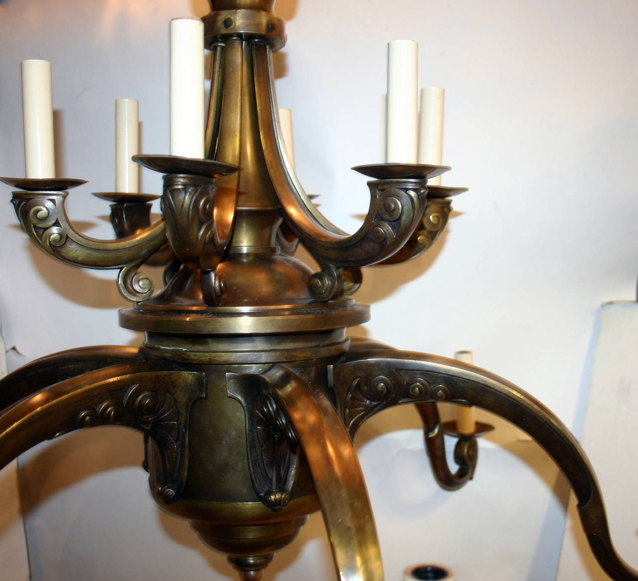 Art Nouveau Double-Tier Chandelier For Sale 2