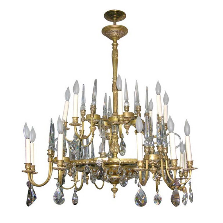 Large French Gilt Bronze Neoclassic Chandelier