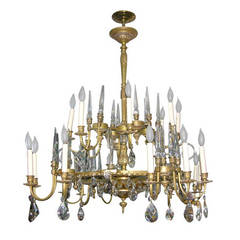 Large French Gilt Bronze Neoclassic Chandelier